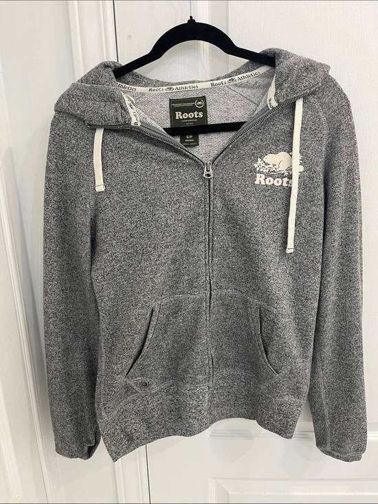 Roots Sweaters - Roots Heather Grey Full-Zip Hoodie with White Logo